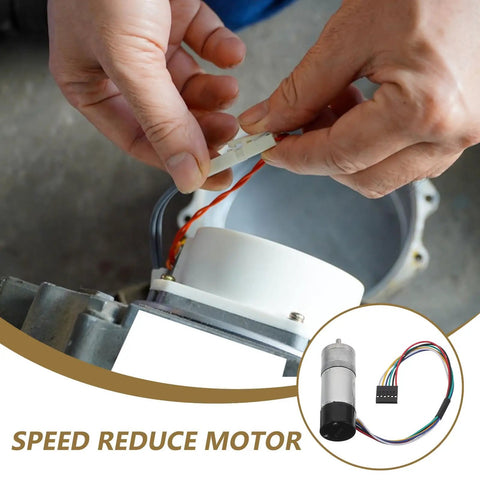 Heavy Duty Electric Micro Geared Motor With Serious Torque And Tough Metal Build Serving Butter Smooth Low RPM Spins For Fan Mods And Quick Gearbox Swaps You Seriously Cannot Live Without being connected by a hand.