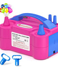 High Speed Electric Balloon Pump And Portable Balloon Blower For No Sweat Party Setup With Slick Plug And Play Action And Rock Solid Performance For Weddings Birthdays And Festivals, pink design with dual nozzles.