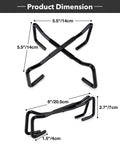 Dimensions of 8 Inch Cast Iron Folding Dutch Oven Lid Stand For Campfire Cooking, showing length and width measurements