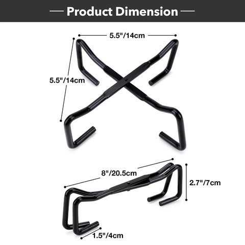 Dimensions of 8 Inch Cast Iron Folding Dutch Oven Lid Stand For Campfire Cooking, showing length and width measurements