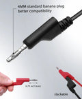 Close-up of 4mm standard banana plug from 16 Gauge 2 Pack Test Lead Kit With Banana Plugs And Test Hook Clips, 3.3 Ft UL 3135 Silicone Jumper Wires, Heavy Duty 10A 600V Pro Grade Probes For Multimeter Testing, DIY Electronics.