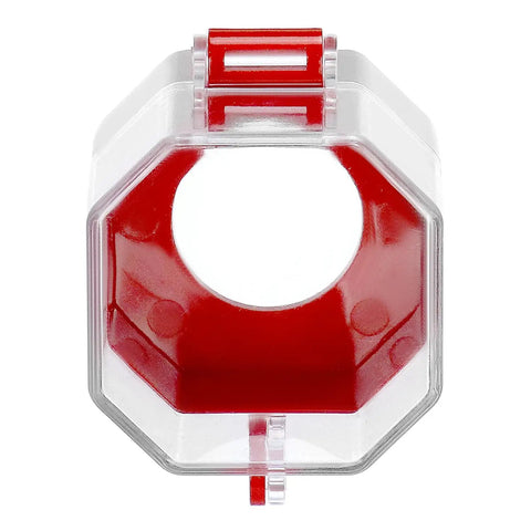 Front view of Emergency Stop Button Cover 8 Pack Clear Lockout Guard Prevents Accidental Activation For Stop Buttons and Switches