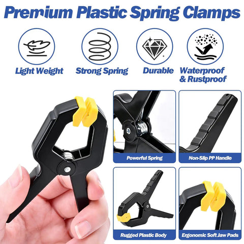 Heavy Duty 30 Pack Plastic Spring Clamps 3.5 Inch Hand Wood Clamps For Woodworking And Crafts Do It All Clips shown
