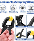 60 Pack 3.5 Inch Heavy Duty Plastic Spring Clamps For Backdrops Balloon Arches Tarp Pool Covers Woodworking Photography Crafts And DIY Projects Versatile Clip Set For Home Studio And Workshop, black clamp with yellow jaw pads