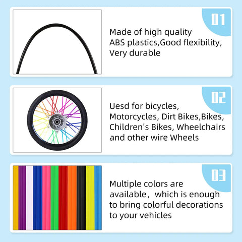 Spoke Skin Covers 72 Piece Pack For 8 To 21 Inch Rims Protect And Decorate Dirt Bikes Mountain Bikes Bicycles Wheelchairs And Motorcycles