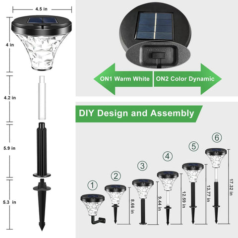 Assembly guide for 8 Pack Solar Pathway Lights Outdoor Color Changing And Warm White Waterproof Garden LED Landscape Lighting