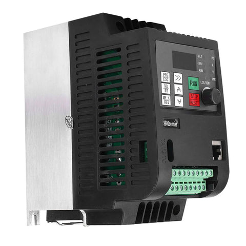 2.2kW VFD Inverter For Textile Machinery With PID Synchronized Control High Speed Spindles Textile Frequency Swing Function Three Control Modes Duty Ready Performance For Precise Voltage Temperature And Tension, front view with terminal block