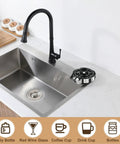Glass Rinser And Bottle Washer For Kitchen Sink With Ten Orifice Water Outlet No Fuss Cup Cleaner, stainless steel beside faucet.