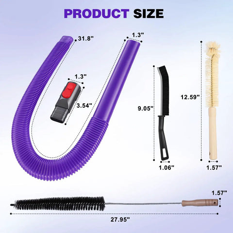 Dryer Vent Cleaner Kit With Flexible Crevice Tool And Drum Lint Brush Attachments For V7 Through V15 Vacuums A 4 Piece Set Built