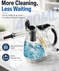 Lightweight Handheld Steam Cleaner With 400Ml Tank And Safety Lock showing transparent tank with water, high-performance heater.