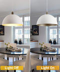 Retro Modern Industrial Chandelier With Matte White Exterior And Brass Gold Interior Dope Lighting Fixture over dining table