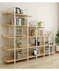 Built Different Vertical Bookcase Featuring Heavy Duty Steel Frame Smooth Layered Shelves Straight Fire Storage Setup For Living Room Or Office Displaying Books And Decor, elegant design with decorative items.