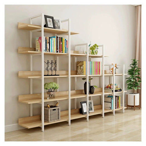 Built Different Vertical Bookcase Featuring Heavy Duty Steel Frame Smooth Layered Shelves Straight Fire Storage Setup For Living Room Or Office Displaying Books And Decor, elegant design with decorative items.