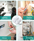 Image showing 100 Pack CH2 Spring Wire Connectors for electrical wiring, quick clamp terminal blocks, in various DIY settings.