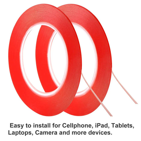 Two red rolls of 2mm and 3mm by 25M LCD Touch Screen Repair Tape for Phones Tablets Laptops and Cameras Clear Double Sided