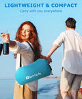 Couple carrying Portable Beach Tent For 3 To 7 People, UPF 50 Plus Sun Shelter With Easy Setup, Windproof Shade bag on beach
