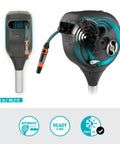 Automatic Retractable Garden Hose Reel With 50 Feet Of Easy Retracting Hose 360 Degree Swivel Metal Spike Base UV Resistant Housing