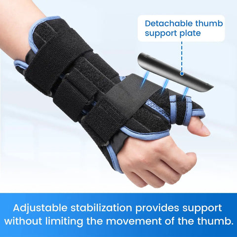Carpal Tunnel Wrist Brace With Thumb Stabilizer For Night Support And All Day Comfort, Left Hand Medium shown on hand