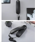 No Fuss Corded Landline Telephone Packed With Gotta Have HD Sound And Jumbo Senior Approved Keys, mounted on wall and resting on table.
