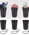 Six Pack Pegboard Cups With Loops For Pegboard Organization Cup Holders Black Durable Plastic for organizing tools and items.