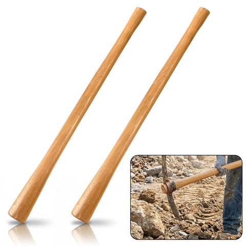 Two Pack 35 Inch Wooden Axe Handle Replacement With Oval Eye Long Curved Replaceable Handle For Pickaxe Axe Hammer Mattock Heads