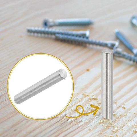 Tough As Nails 8mm X 60mm Stainless Steel Dowel Pins 6 Pack Heavy Duty Shelf Support Rods Rust Free Metal Fasteners For Furniture Builds And Cabinet Fixes Stay Locked In on wooden surface