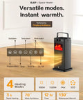New 1500W Portable Space Heater With Fireplace Flame Effect, ETL And UL Certified shows controls and heating modes