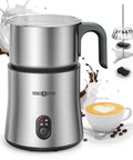 4 In 1 Milk Frother And Steamer With Detachable Milk System, 500ml Capacity, Hot Chocolate Maker And Milk Warmer, All Stainless Steel