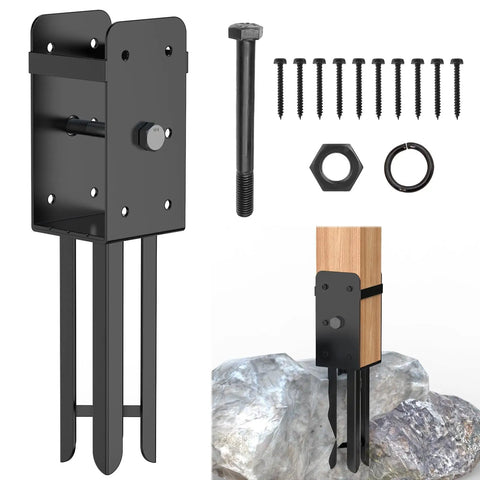 4 Pack Heavy Duty U-Shape Fence Post Holder Brackets For Wet Concrete Installations, 4x4 Posts, Actual 3.6x3.6, Post Base Anchor For Fence, Deck Railing, And Pergola Construction