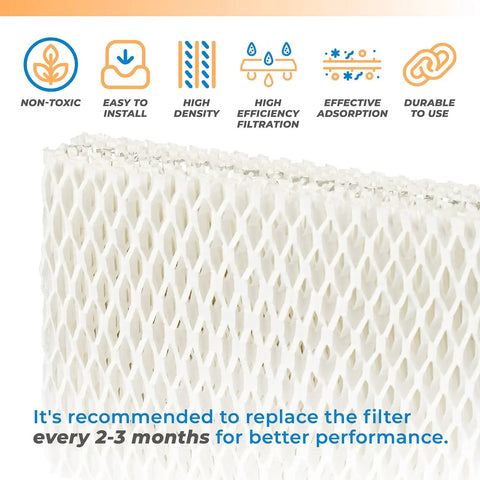 Close-up of 4 Pack WF813 Humidifier Filter Replacement For ReliOn RCM-832 RCM-832N ProCare PCWF813 textured fabric with text features.