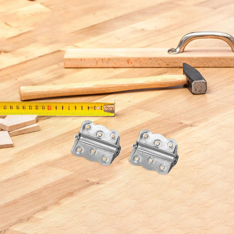 Heavy Duty Stainless Steel Spring Door Hinges 10 Pack for Outdoor Wood Doors and Cabinets Built Tough All Weather Durability Adjustable Spring Tension Easy Install Weatherproof Silver Hinges, two silver hinges on wood workbench