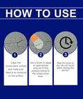 Instructional graphic showing steps for Heavy Duty Waterproof Sealant Clear Spray For Multi Purpose Indoor And Outdoor Home Fixes application.