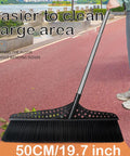 Heavy Duty Outdoor Angle Broom With 20 Inch Wide Base And 51 Inch Extended Handle Sweeper Featuring Stiff Bristles For Fast Driveway Dirt Pickup While Skipping The Bending BS On Concrete Surfaces Anytime used on a pathway.