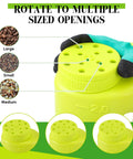 Handheld Lawn Spreader Kit For Grass Seed Fertilizer Ice Melt And Sand Includes Scoop And Gloves shown with adjustable openings