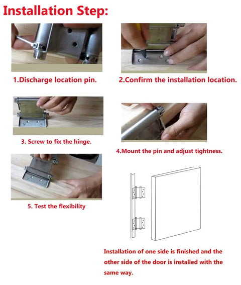 Installation steps for Heavy Duty 5 Inch Stainless Steel Double Action Door Hinges For Cafe And Saloon Swing Doors Self Closing 4 Pack