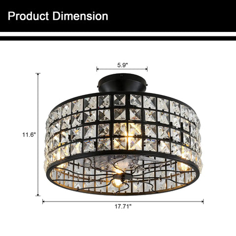 Industrial 18 Inch Ceiling Fan With Light Remote Control In Black, 17.71" diameter, farmhouse metal cage with wood vintage vibe