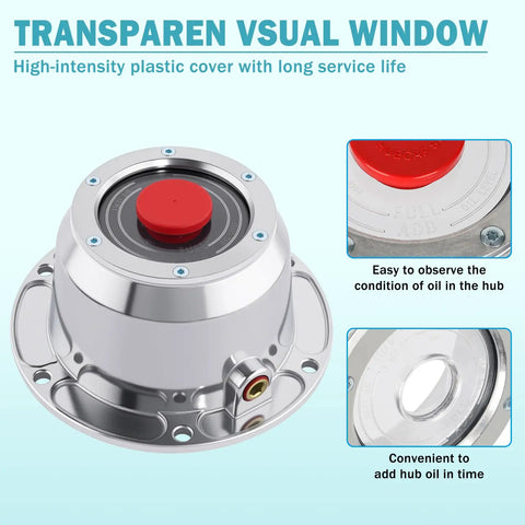 Aluminum Trailer Hub Cap Kit 343 4195, 4 Pack With Rubber Plugs And Gaskets showing visual window and seal details