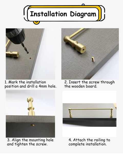 Installation diagram for Custom Length Silver Metal Guard Rail Fence with Rock Solid Railing Spindles and Anti Fall Safety Bar.