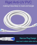 Ultra Thin Flat Ethernet Cable For 100 Ft Indoor Outdoor Use, Shielded SFTP Network Cable Delivers 40Gbps Speeds And 2000MHz Bandwidth coiled cable with narrow plug design