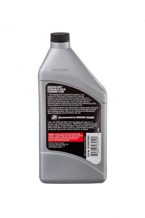 Hydraulic Helm Steering Fluid For Non Power Steering Systems Mil Spec H5606G Certified Mercury Marine OEM Compatible For Outboard Motors And MerCruiser Sterndrive 32 Ounce Bottle