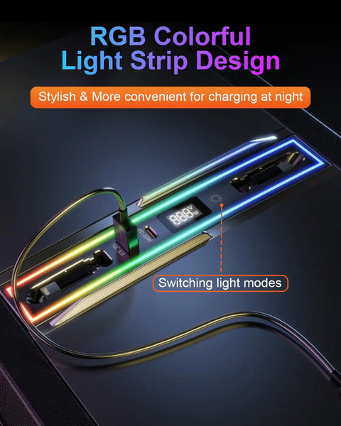 Tesla USB Hub 4 Port Docking Station With RGB Ambient Light For Model 3 Highland 2024 2025 And Model Y Juniper 2026