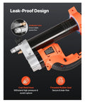 Cordless Grease Gun 80,000 PSI 20V Electric Tool Only with leak-proof design showing air bleeder valve and cast steel hose