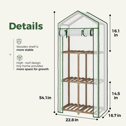 Outdoor Mini Greenhouse 23 By 17 By 54 Inches With PE Cover Portable Garden Greenhouse Built With Sturdy Eucalyptus Wood Frame For Winter Frost Protection And A Handy Hot House For Your Yard