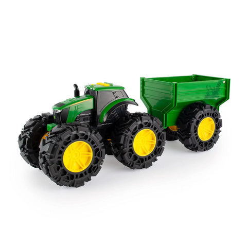 Rad Monster Treads Tractor Toy With Wagon Lights And Sounds Monster Truck Tire Action John Deere Farm Playset For Kids 3 Years And Up