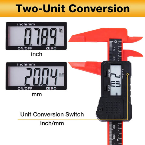 Digital Caliper 6 Inch With Crisp LCD Display Inch And Millimeter Conversion Auto Off Durable ABS Body Handy Precision Tool For DIY
