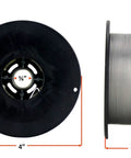 ER4043 MIG Aluminum Welding Wire 0.035 Inch, 1 Lb Spool, AlSi5 Alloy shown in side and top views, black spool, with measurements.