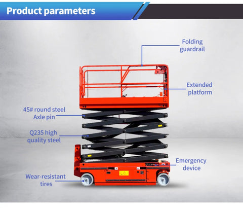 Hella Sturdy Heavy Duty Tracked Crawler Scissor Lift Platform With High Ground Clearance For Rough Terrain And Pro Sites Built Like A Tank To Crush Daily Grinds And Reach Safe Heights Fast with extended platform and folding guardrail.
