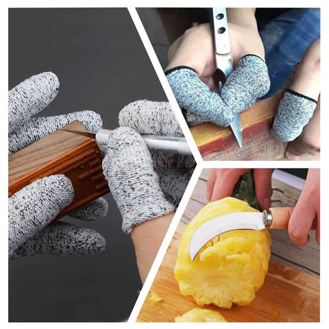 Breathable Cut Resistant Finger Cots 10 Pack Non Slip Thumb Protectors for Work Kitchen Garden durable HPPE fabric use in action