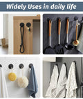 Assorted Heavy Duty Waterproof Adhesive Hooks For Bathroom Stainless Steel 304 Black Stick On Wall Hooks Removable With 6 Lb Load Capacity Ideal For Hanging Towels Loofahs Robes Clothes And More 4 Pack