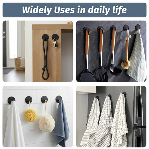 Assorted Heavy Duty Waterproof Adhesive Hooks For Bathroom Stainless Steel 304 Black Stick On Wall Hooks Removable With 6 Lb Load Capacity Ideal For Hanging Towels Loofahs Robes Clothes And More 4 Pack